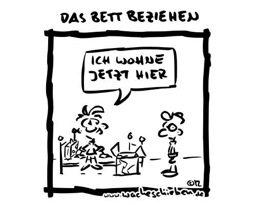 das Bett beziehen