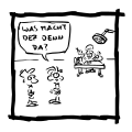 im Hintergrund die Fäden ziehen